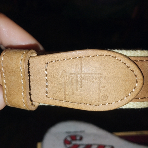 Guy Harvey Tan Belt with Blue Marlin Embroidery Sz 38 - Picture 2 of 4